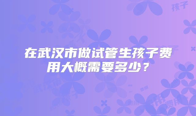 在武汉市做试管生孩子费用大概需要多少？