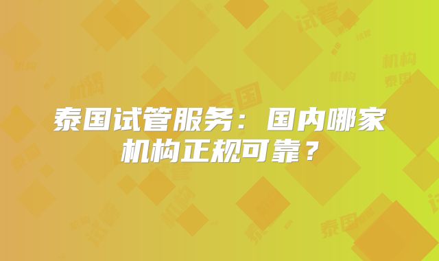 泰国试管服务:国内哪家机构正规可靠?