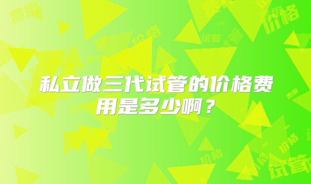 私立做三代试管的价格费用是多少啊?