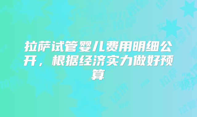拉萨试管婴儿费用明细公开,根据经济实力做好预算