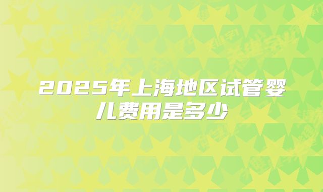 2025年上海地区试管婴儿费用是多少