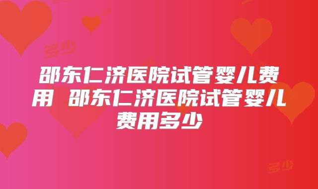邵东仁济医院试管婴儿费用 邵东仁济医院试管婴儿费用多少