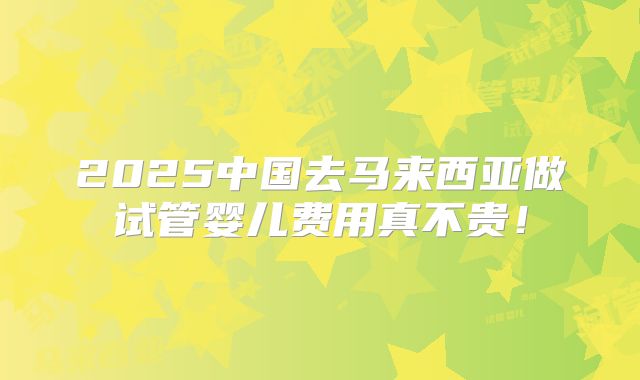 2025中国去马来西亚做试管婴儿费用真不贵!