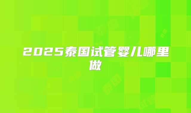 2025泰国试管婴儿哪里做
