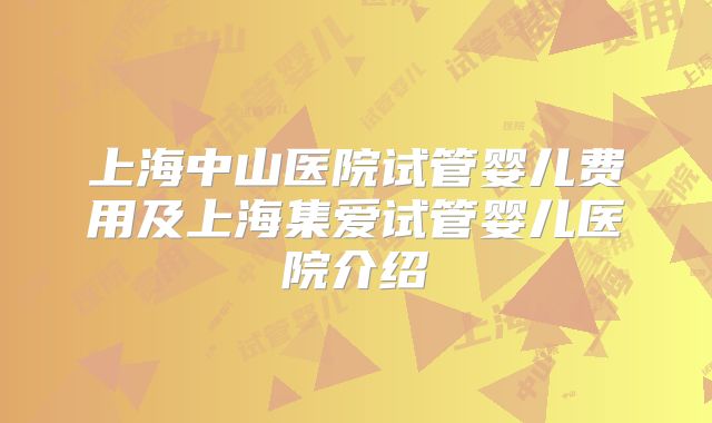 上海中山医院试管婴儿费用及上海集爱试管婴儿医院介绍