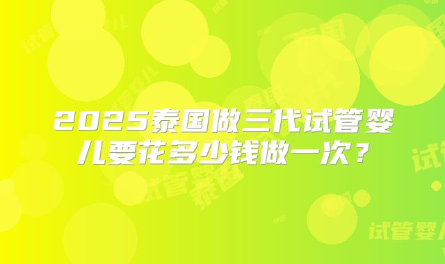 2025泰国做三代试管婴儿要花多少钱做一次？
