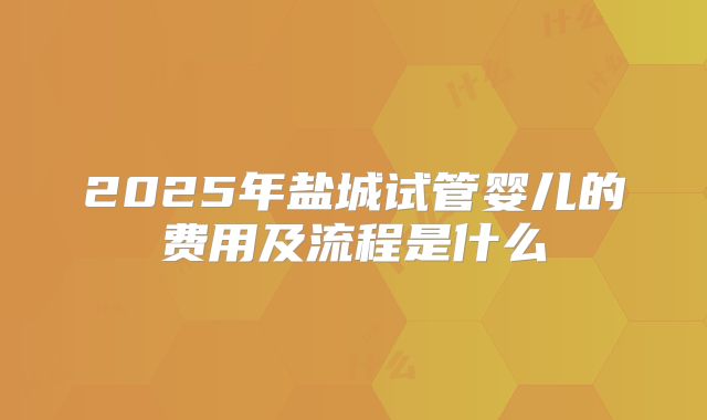 2025年盐城试管婴儿的费用及流程是什么