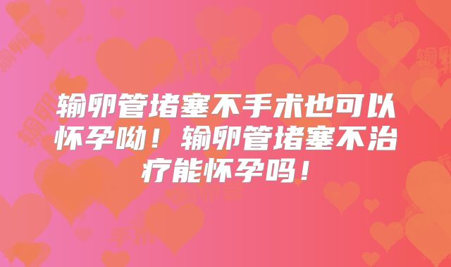 输卵管堵塞不手术也可以怀孕呦!输卵管堵塞不治疗能怀孕吗!