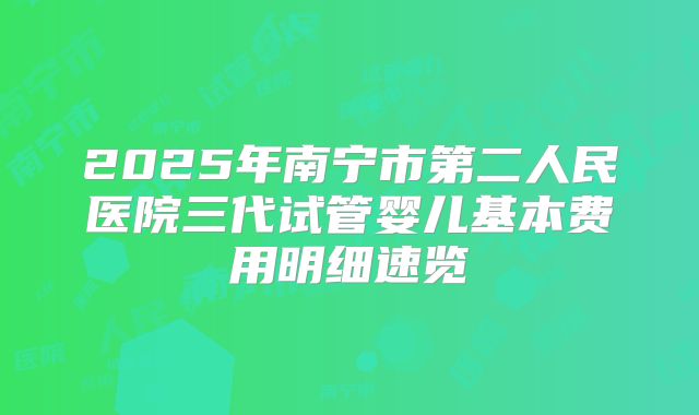 2025年南宁市第二人民医院三代试管婴儿基本费用明细速览