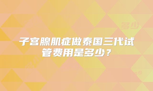 子宫腺肌症做泰国三代试管费用是多少？