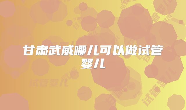 甘肃武威哪儿可以做试管婴儿