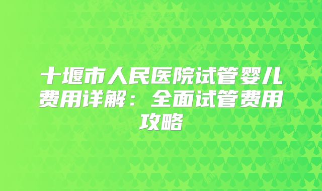 十堰市人民医院试管婴儿费用详解：全面试管费用攻略