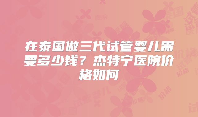 在泰国做三代试管婴儿需要多少钱？杰特宁医院价格如何