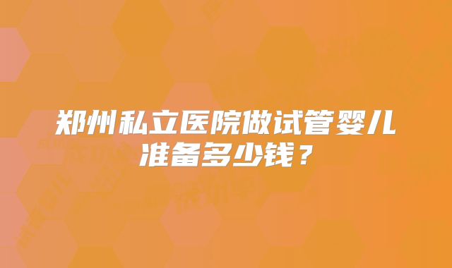 郑州私立医院做试管婴儿准备多少钱?