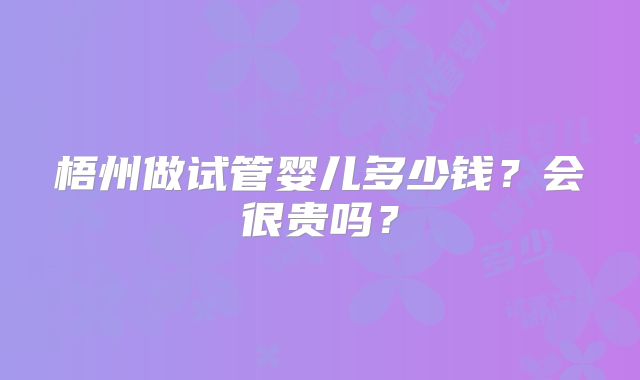 梧州做试管婴儿多少钱?会很贵吗?