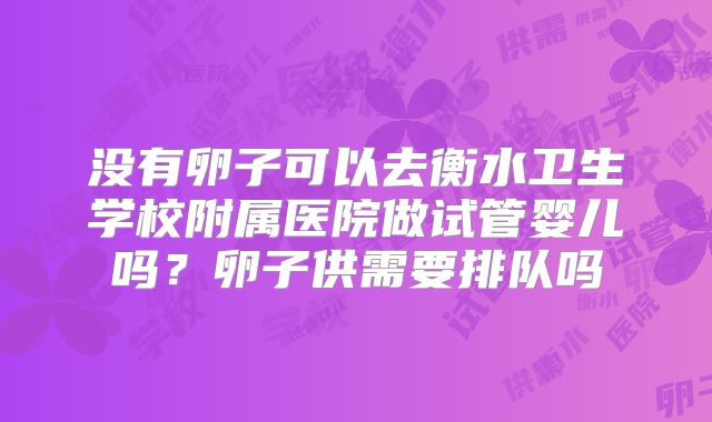 没有卵子可以去衡水卫生学校附属医院做试管婴儿吗？卵子供需要排队吗