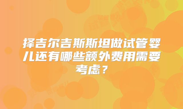 择吉尔吉斯斯坦做试管婴儿还有哪些额外费用需要考虑？