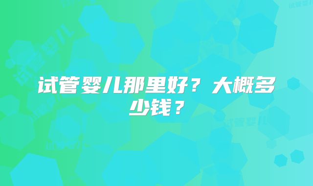 试管婴儿那里好?大概多少钱?
