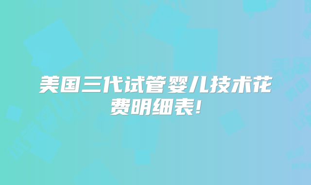 美国三代试管婴儿技术花费明细表!