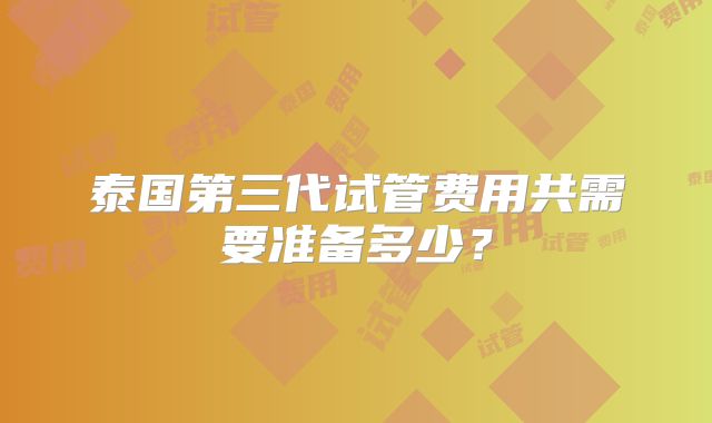 泰国第三代试管费用共需要准备多少？