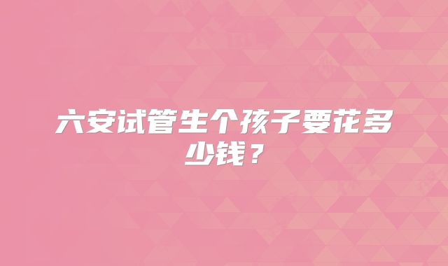 六安试管生个孩子要花多少钱？
