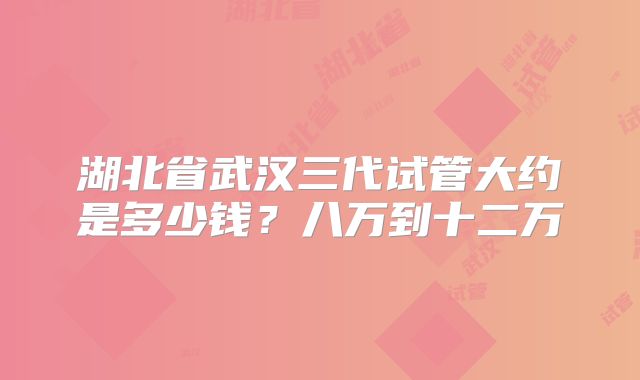 湖北省武汉三代试管大约是多少钱？八万到十二万