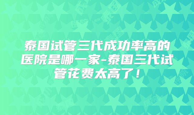 泰国试管三代成功率高的医院是哪一家-泰国三代试管花费太高了！