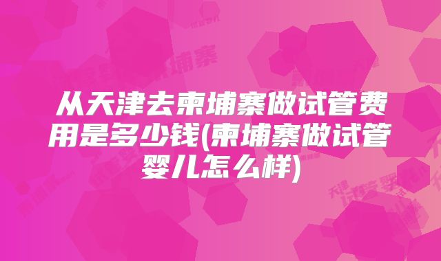 从天津去柬埔寨做试管费用是多少钱(柬埔寨做试管婴儿怎么样)