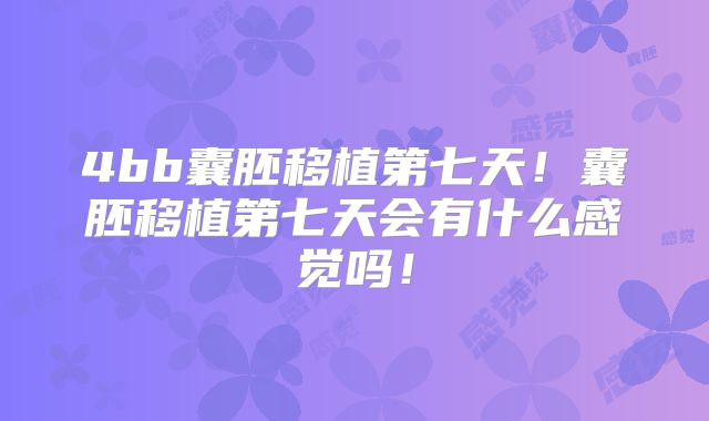 4bb囊胚移植第七天!囊胚移植第七天会有什么感觉吗!