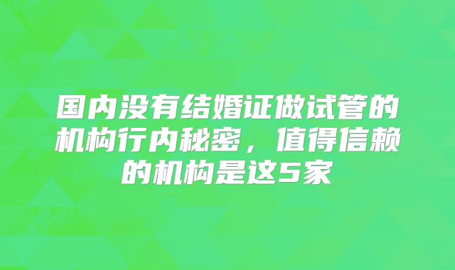 国内没有结婚证做试管的机构行内秘密，值得信赖的机构是这5家