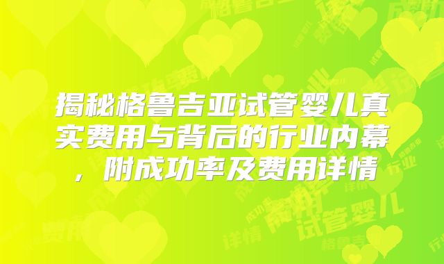 揭秘格鲁吉亚试管婴儿真实费用与背后的行业内幕，附成功率及费用详情