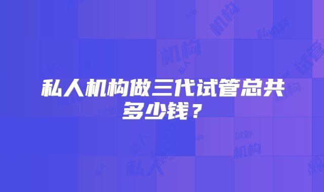 私人机构做三代试管总共多少钱？