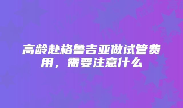 高龄赴格鲁吉亚做试管费用，需要注意什么
