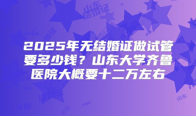 2025年无结婚证做试管要多少钱？山东大学齐鲁医院大概要十二万左右