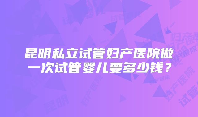 昆明私立试管妇产医院做一次试管婴儿要多少钱?