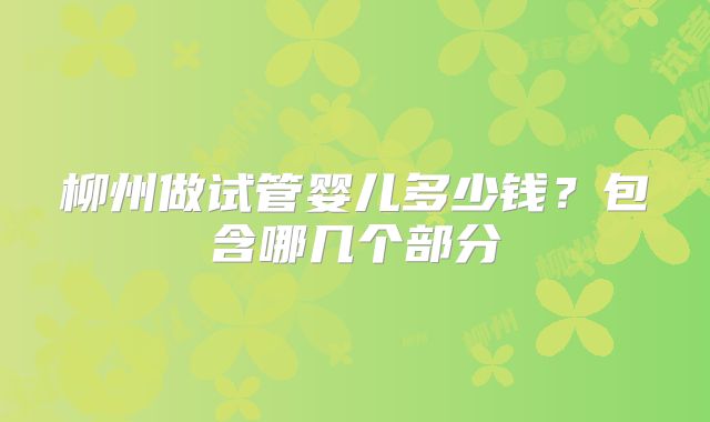 柳州做试管婴儿多少钱？包含哪几个部分