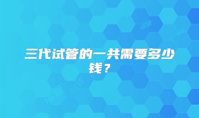 三代试管的一共需要多少钱？