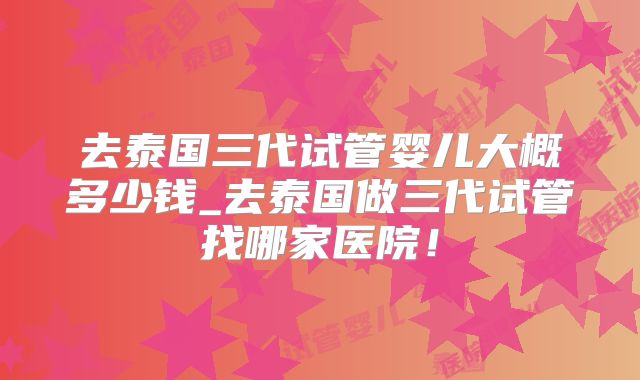 去泰国三代试管婴儿大概多少钱_去泰国做三代试管找哪家医院!