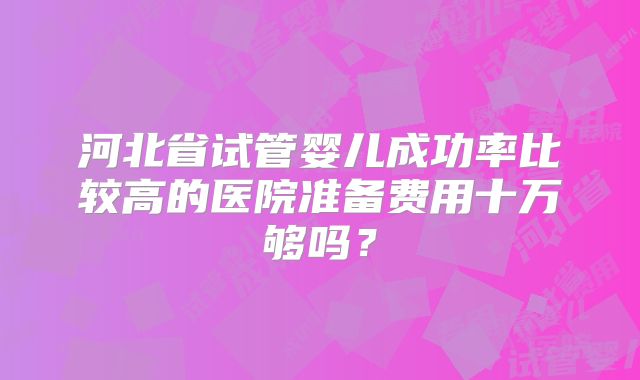 河北省试管婴儿成功率比较高的医院准备费用十万够吗？