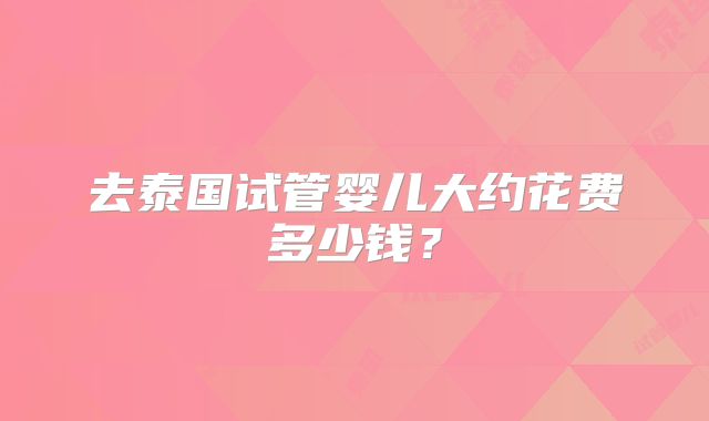 去泰国试管婴儿大约花费多少钱？