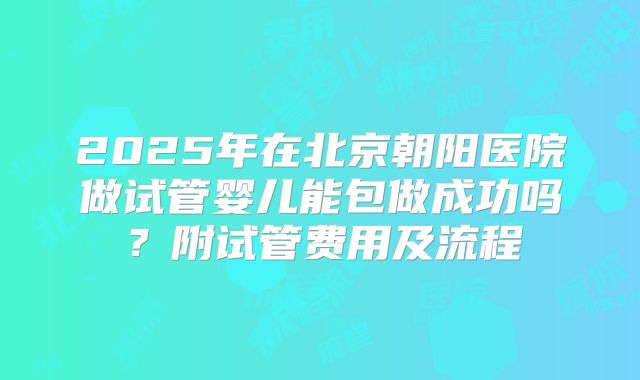 2025年在北京朝阳医院做试管婴儿能包做成功吗?附试管费用及流程