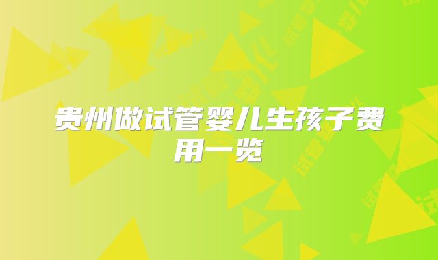 贵州做试管婴儿生孩子费用一览