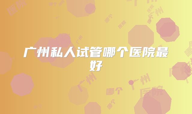 广州私人试管哪个医院最好