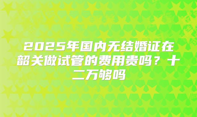 2025年国内无结婚证在韶关做试管的费用贵吗？十二万够吗