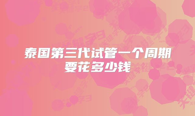 泰国第三代试管一个周期要花多少钱