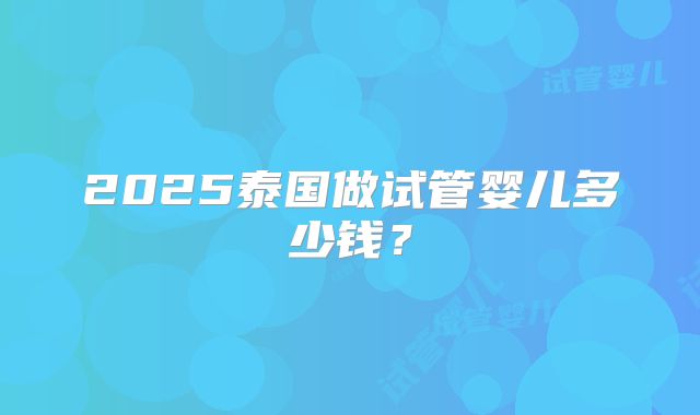 2025泰国做试管婴儿多少钱?