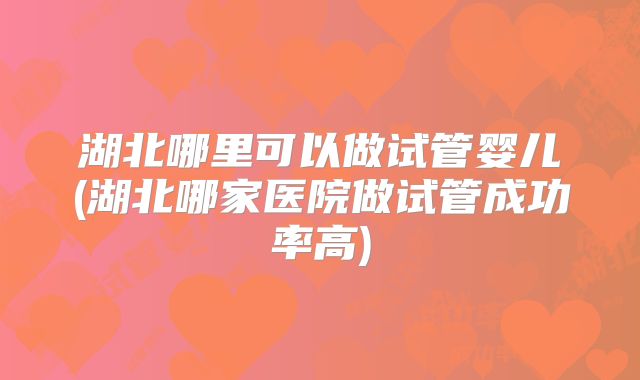 湖北哪里可以做试管婴儿(湖北哪家医院做试管成功率高)