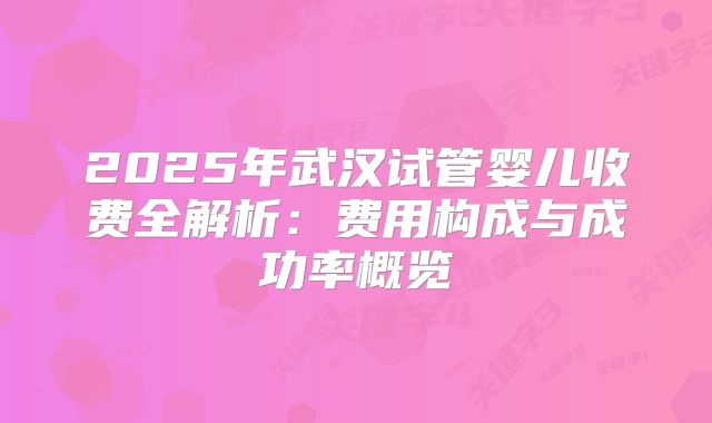 2025年武汉试管婴儿收费全解析:费用构成与成功率概览