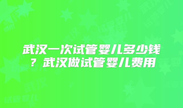 武汉一次试管婴儿多少钱？武汉做试管婴儿费用