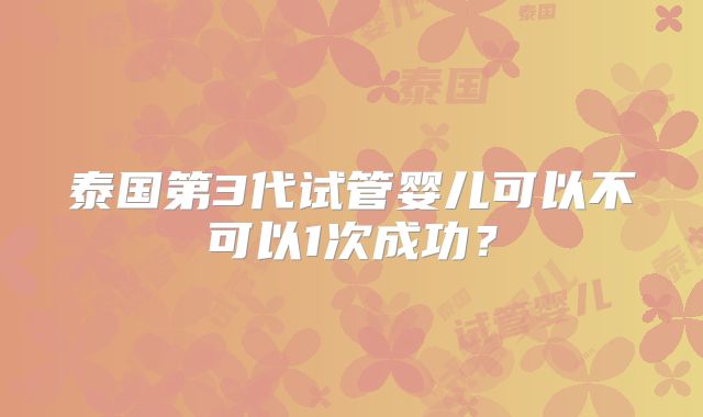 泰国第3代试管婴儿可以不可以1次成功？
